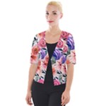 Country-chic Watercolor Flowers Cropped Button Cardigan