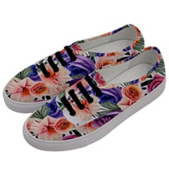 Country-chic Watercolor Flowers Men s Classic Low Top Sneakers by GardenOfOphir