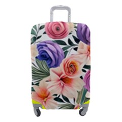 Country-chic Watercolor Flowers Luggage Cover (small) by GardenOfOphir