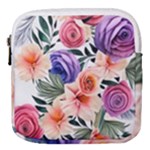 Country-chic Watercolor Flowers Mini Square Pouch