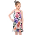 Country-chic Watercolor Flowers Kids  Overall Dress