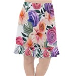 Country-chic Watercolor Flowers Fishtail Chiffon Skirt