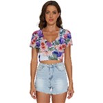Country-chic Watercolor Flowers V-Neck Crop Top