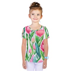 Cheerful And Captivating Watercolor Flowers Kids  One Piece Tee
