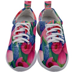Celestial Watercolor Flowers Kids Athletic Shoes by GardenOfOphir