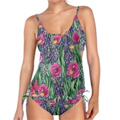 Dazzling Watercolor Flowers And Foliage Tankini Set by GardenOfOphir