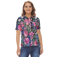 Tropical Paradise Women s Short Sleeve Double Pocket Shirt