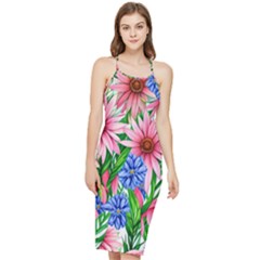Exotic Tropical Flowers Bodycon Cross Back Summer Dress by GardenOfOphir