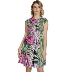 Summer Floral Cap Sleeve High Waist Dress by GardenOfOphir