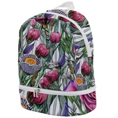 Watercolor Tropical Flowers Zip Bottom Backpack by GardenOfOphir