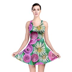 Tropical Flowers Pattern Reversible Skater Dress by GardenOfOphir
