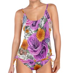 Country-chic Watercolor Flowers Tankini Set by GardenOfOphir