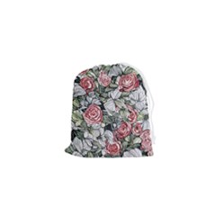 Retro Topical Botanical Flowers Drawstring Pouch (xs) by GardenOfOphir