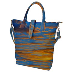 Orange Sunset On The Beach Buckle Top Tote Bag by GardenOfOphir