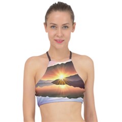 Majestic Lake Racer Front Bikini Top by GardenOfOphir