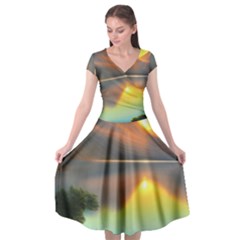 Benevolent Lake Cap Sleeve Wrap Front Dress by GardenOfOphir