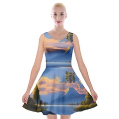 Beautiful Sunset Velvet Skater Dress by GardenOfOphir