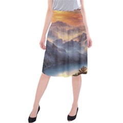 Dusty Sunset Midi Beach Skirt by GardenOfOphir
