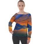 Glorious Sunset Off Shoulder Long Sleeve Velour Top