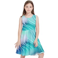 Stunning Pastel Blue Ocean Waves Kids  Skater Dress by GardenOfOphir