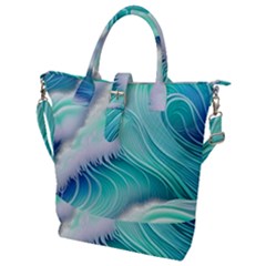 Stunning Pastel Blue Ocean Waves Buckle Top Tote Bag by GardenOfOphir