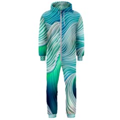Pastel Abstract Waves Pattern Hooded Jumpsuit (men) by GardenOfOphir