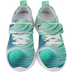 Pink Sky Blue Ocean Waves Kids  Velcro Strap Shoes by GardenOfOphir