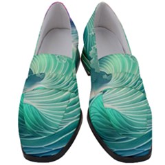 Pink Sky Blue Ocean Waves Women s Chunky Heel Loafers by GardenOfOphir