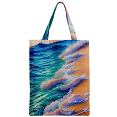 Waves At The Ocean s Edge Zipper Classic Tote Bag by GardenOfOphir