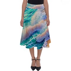 Waves At The Ocean s Edge Perfect Length Midi Skirt by GardenOfOphir