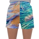 Waves At The Ocean s Edge Sleepwear Shorts