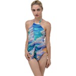 Waves At The Ocean s Edge Go with the Flow One Piece Swimsuit