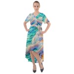 Waves At The Ocean s Edge Front Wrap High Low Dress