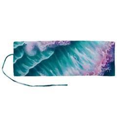 Summer Waves In Pink Iii Roll Up Canvas Pencil Holder (m) by GardenOfOphir