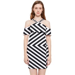 Abstract Lines Pattern Art Design Background Shoulder Frill Bodycon Summer Dress