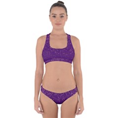 Purple Glittery Backdrop Scrapbooking Sparkle Cross Back Hipster Bikini Set by Ravend