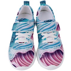 Pink Wave Crashing On The Shore Women s Velcro Strap Shoes by GardenOfOphir