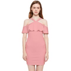 Candlelight Peach Pink	 - 	shoulder Frill Bodycon Summer Dress by ColorfulDresses