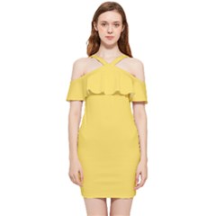 Roya Yellow	 - 	shoulder Frill Bodycon Summer Dress by ColorfulDresses