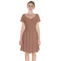 Brass Knuckles Brown	 - 	short Sleeve Bardot Dress