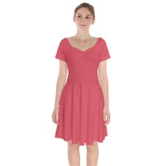 Cayenne Red	 - 	short Sleeve Bardot Dress by ColorfulDresses