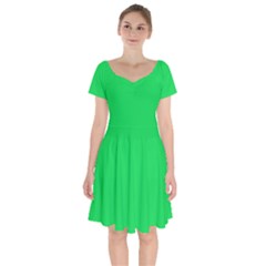 Malachite Green	 - 	short Sleeve Bardot Dress by ColorfulDresses