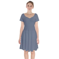 Jet Grey	 - 	short Sleeve Bardot Dress