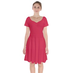 Raspberry Red	 - 	short Sleeve Bardot Dress