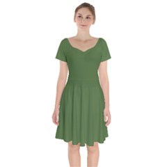 Treetop Green	 - 	short Sleeve Bardot Dress