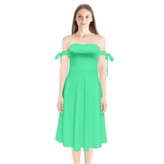 Seafoam Green	 - 	shoulder Tie Bardot Midi Dress