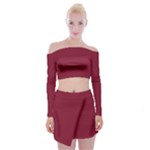 Rhubarb Red	 - 	Off Shoulder Top with Mini Skirt Set