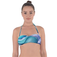 Pastel Sea Waves Halter Bandeau Bikini Top by GardenOfOphir