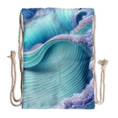 Pastel Sea Waves Drawstring Bag (large) by GardenOfOphir
