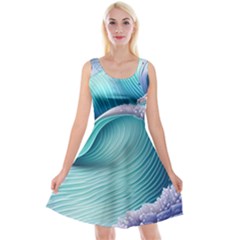 Pastel Sea Waves Reversible Velvet Sleeveless Dress by GardenOfOphir